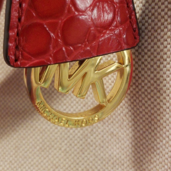 MICHAEL KORS canvas Red  Alligator skin style leat - Picture 8 of 8
